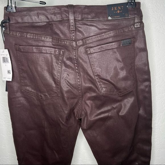 7 For All Mankind Jen7 Hight Waist Ankle Skinny Jeans Coated Brown size 2 NEW - Picture 5 of 9